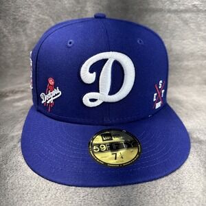Los Angeles Dodgers D Multi Logo Hat 59Fifty Royal 7 1/4 Fitted Cap